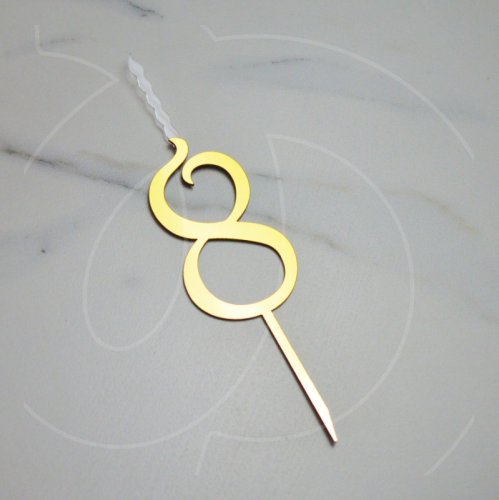 Свеча-топпер декоративная акриловая Цифра "8" Золото 