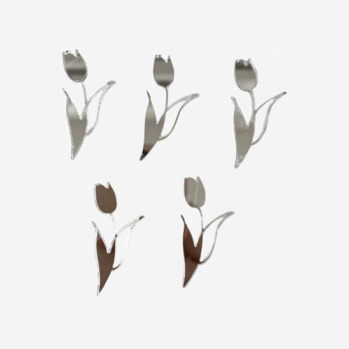 Набор топперов декоративных акриловых "Тюльпаны" Серебро 4х2 см 