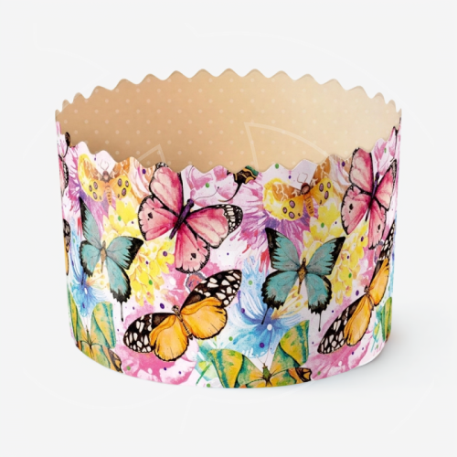 Форма для кулича "Бабочки цветные" D70 H60 10 шт 