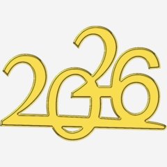 Набор топперов декоративных акриловых "2026" Золото 4,5х3,5 см 4 шт ТСК170