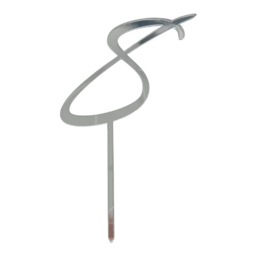 Топпер декоративный акриловый "Цифра 8 курсив" Серебро 