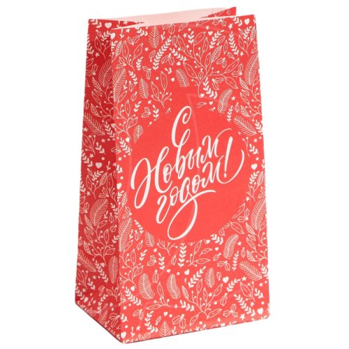 Пакет бумажный для сладостей "С Новым Годом!" Красный 7801774