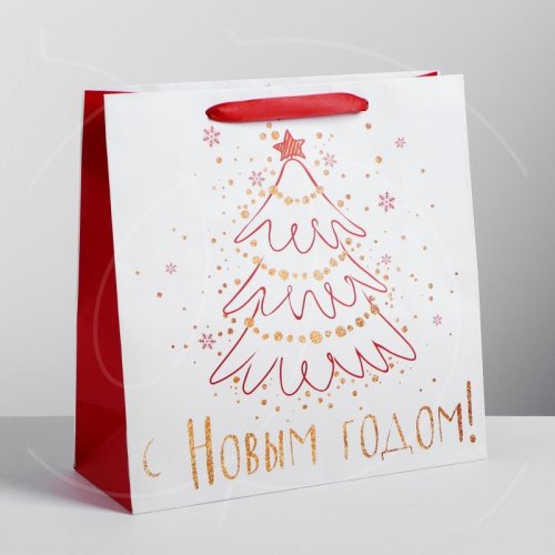 Пакет бумажный "Снежного Нового года!" 30х30х12 см 4275702