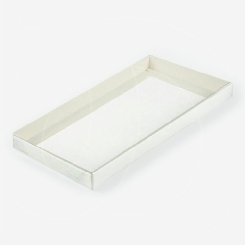 Коробка для шоколадной плитки с пластиковой крышкой Белая 16х8х1,7 см 060760