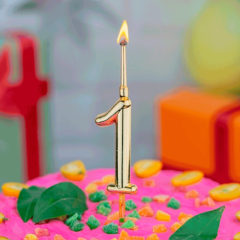 Свеча декоративная Цифра "1" Золотая 