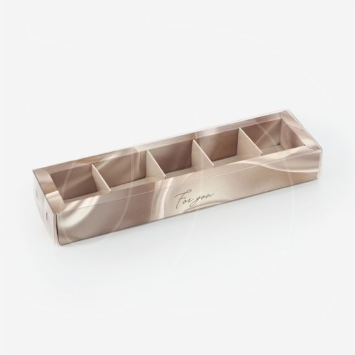 Коробка на 5 конфет с пластиковой крышкой "For You" 23х6х3 см 10508286