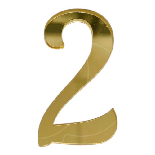 Топпер декоративный акриловый "Цифра 2 мини" Золото 