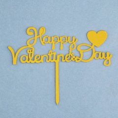 Топпер декоративный акриловый "Happy Valentine's Day" Золото 7003920