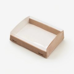 Коробка для сладостей с прозрачной крышкой крафт 18х14х5,5 см 