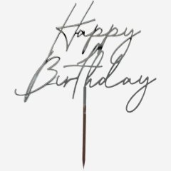 Топпер декоративный акриловый "Happy Birthday" Серебро 