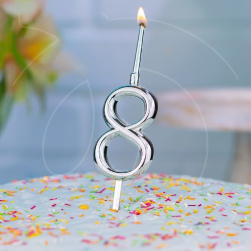 Свеча декоративная Цифра "8" Серебро 