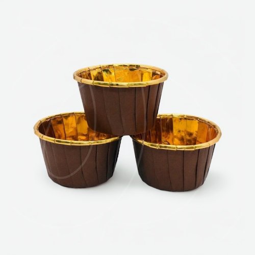 Капсула бумажная с подворотом Золото/Коричневый D50 H40 10 шт Past FB 50*40 (Brown/Gold)