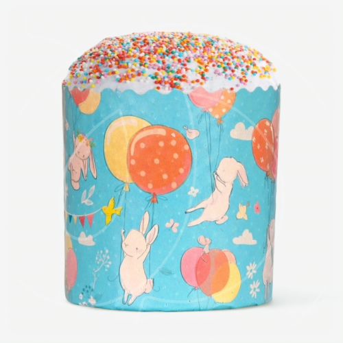 Форма для кулича "Зайцы на шарах" D70 H85 10 шт 