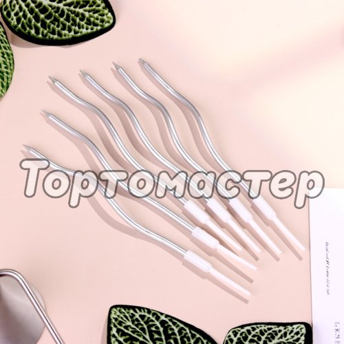 Свечи декоративные "Серпантин" Серебро 12 см 6 шт 5541549, Свеч-11