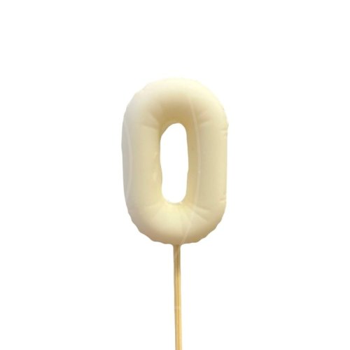 Фигурка из шоколадной глазури "Воздушный шарик белый цифра 0" ФГ176(белый0)	