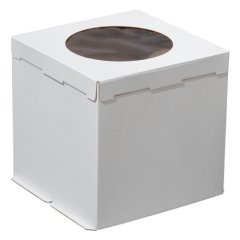 Коробка для торта с окном белая 36х36х26 cм 