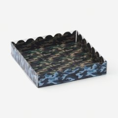 Коробка для сладостей с прозрачной крышкой "Хаки" 15х15х3 см 5540482