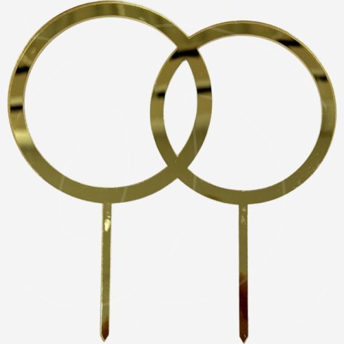 Топпер декоративный акриловый "Кольца" Золото 13 см 