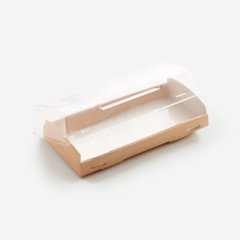 Коробка для сладостей с прозрачной крышкой крафт 20х10х4 см 