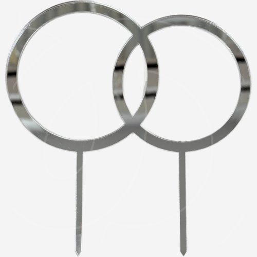 Топпер декоративный акриловый "Кольца" Серебро 13 см 