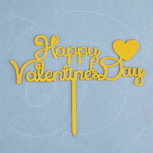 Топпер декоративный акриловый "Happy Valentine's Day" Золото 7003920