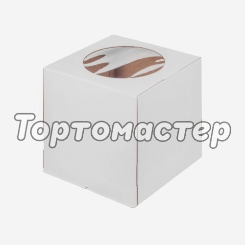 Коробка для торта с окном белая 28х28х30 см 019130